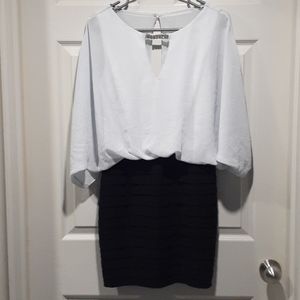 BA Nites light blue and layered black dress